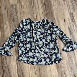 LOFT Black Floral Blouse